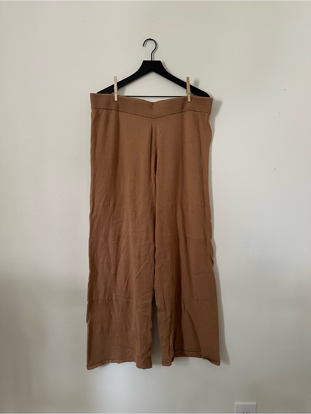 Anne Klein Camel Brown Wide Leg Knit Sweater Pants